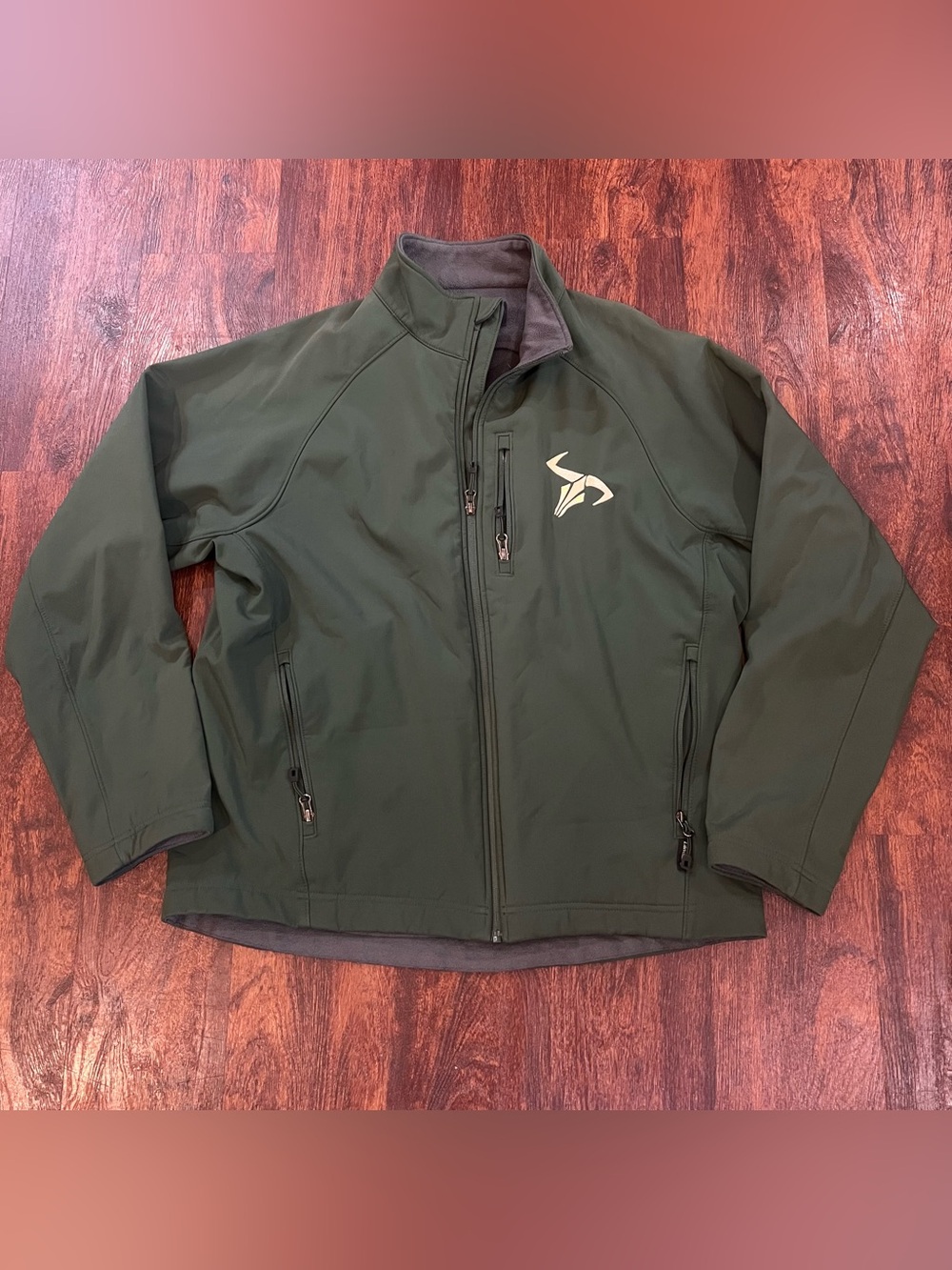 Men's Olive Green Softshell Jacket with Subtle Chest Logo